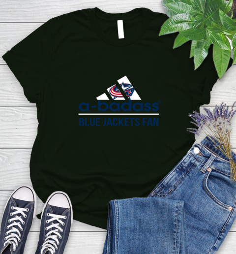 NHL A Badass Columbus Blue Jackets Fan Adidas Hockey Sports Women's T-Shirt 6