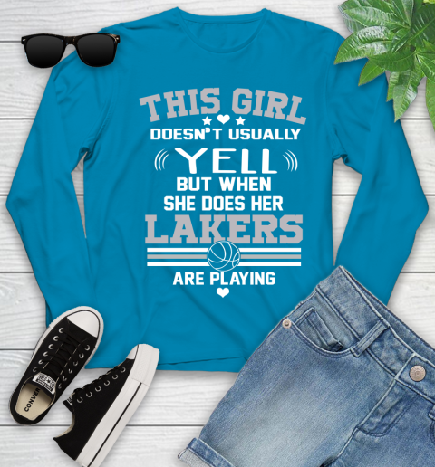 Los Angeles Lakers NBA Basketball I Yell When My Team Is Playing Youth Long Sleeve 8