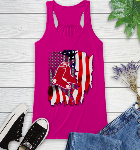 Boston Red Sox MLB Baseball American Flag Racerback Tank - Image 8