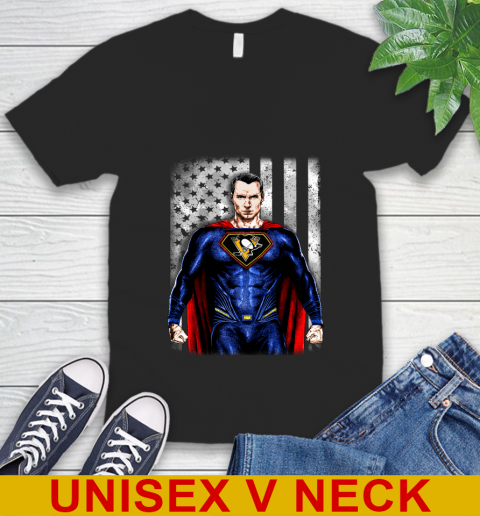 NHL Hockey Pittsburgh Penguins Superman DC Shirt V-Neck T-Shirt