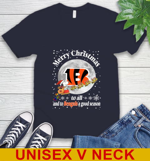 Cincinnati Bengals Merry Christmas To All And To Bengals A Good Season NFL Football Sports V-Neck T-Shirt 2