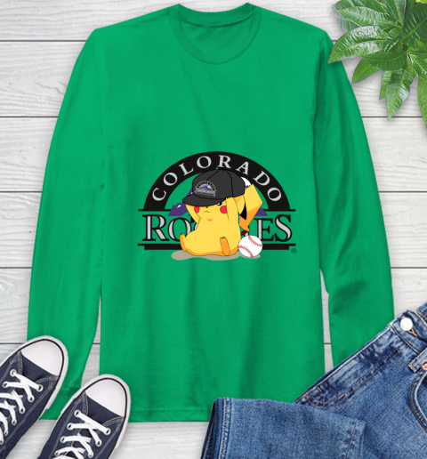 MLB Pikachu Baseball Sports Colorado Rockies Long Sleeve T-Shirt 7