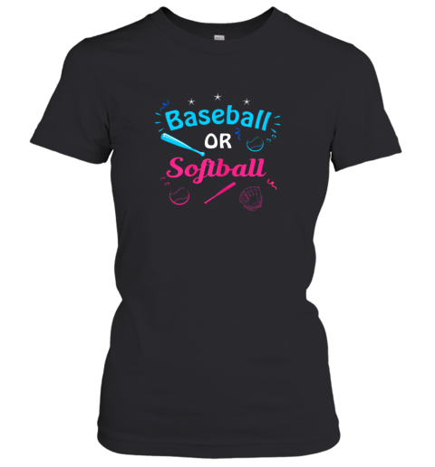 Baseball Or Softball Annoucement Gender Reveal Pink Or Blue Women's T-Shirt