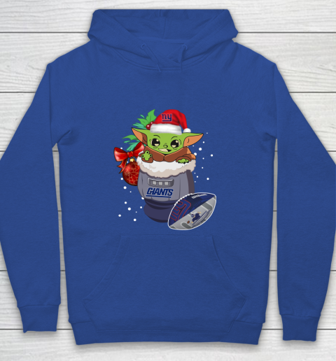 New York Giants Christmas Baby Yoda Star Wars Funny Happy NFL Youth Hoodie 8