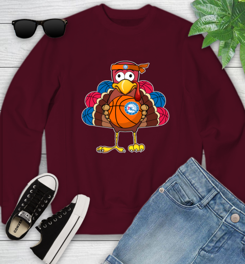 Philadelphia 76ers Turkey thanksgiving day Youth Sweatshirt 5