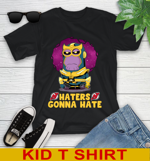 NHL Hockey New Jersey Devils Haters Gonna Hate Thanos Minion Marvel Shirt Youth T-Shirt 2