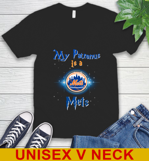 MLB Baseball Harry Potter My Patronus Is A New York Mets V-Neck T-Shirt