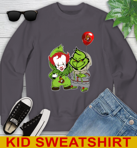 Ottawa Senators Baby Pennywise Grinch Christmas NHL Hockey Youth Sweatshirt - Image 7