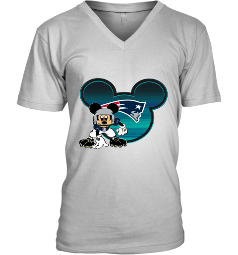NFL New England Patriots Mickey Mouse Disney Football T Shirt SKCFRIAsAzz v neck unisex 8 95 151514 front white