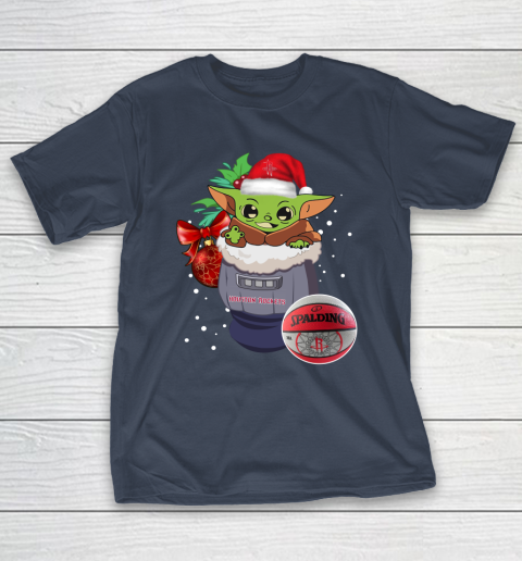 Houston Rockets Christmas Baby Yoda Star Wars Funny Happy NBA T-Shirt 5