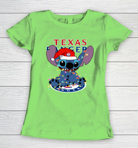 Texas Rangers MLB noel stitch Baseball Christmas Women's T-Shirt 5