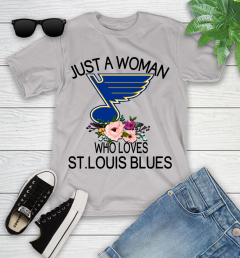 NHL Just A Woman Who Loves St.Louis Blues Hockey Sports Youth T-Shirt 10