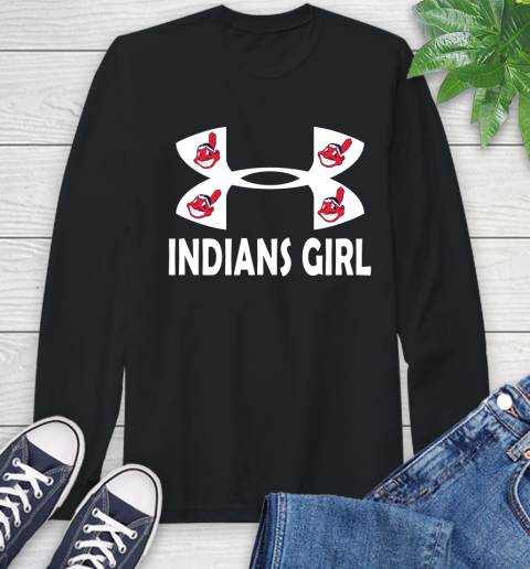 MLB Cleveland Indians Under Armour Baseball Sports Long Sleeve T-Shirt