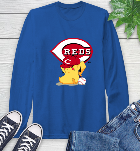 MLB Pikachu Baseball Sports Cincinnati Reds Long Sleeve T-Shirt 9