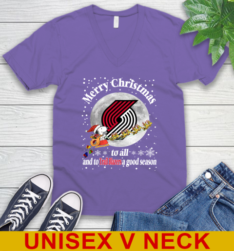 Portland Trail Blazers Merry Christmas To All And To Trail Blazers A Good Season NBA Basketball Sports V-Neck T-Shirt 8