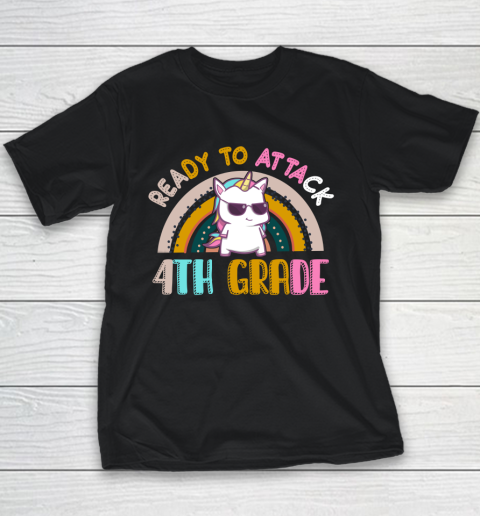 Back to school shirt Ready To Attack 4th grade Unicorn Youth T-Shirt