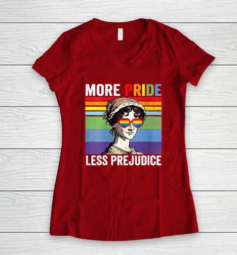More Pride Less Prejudice Pride Month Funny Women's V-Neck T-Shirt 7