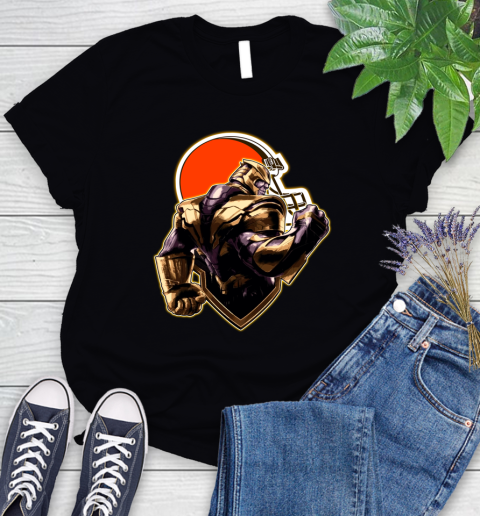 NFL Thanos Avengers Endgame Football Sports Cleveland Browns Women's T-Shirt 2