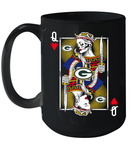 NFL Football Green Bay Packers The Queen Of Hearts Card Shirt Ceramic Mug 15oz