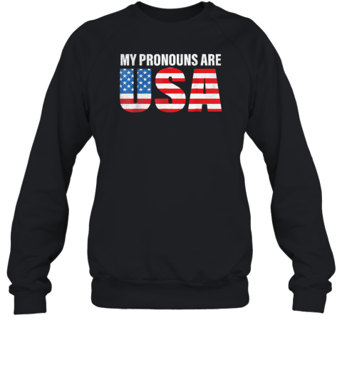 July 4th Funny My Pronouns Are USA 4th Of Jully US Flag Sweatshirt