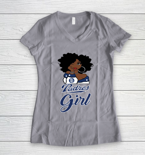 San Diego Padress Girl MLB Women's V-Neck T-Shirt 4