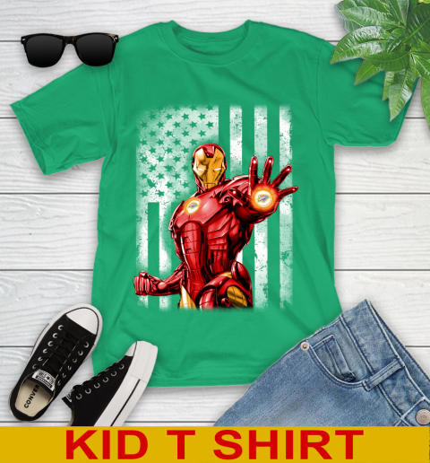 Oklahoma City Thunder NBA Basketball Iron Man Avengers American Flag Shirt Youth T-Shirt - Image 8