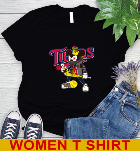 Minnesota Twins MLB Baseball Mickey Peace Sign Sports Women's T-Shirt 2