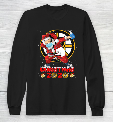 Boston Bruins Funny Santa Claus Dabbing Christmas 2020 NHL Long Sleeve T-Shirt