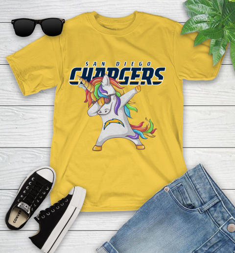 Los Angeles Chargers NFL Football Funny Unicorn Dabbing Sports Youth T-Shirt 8