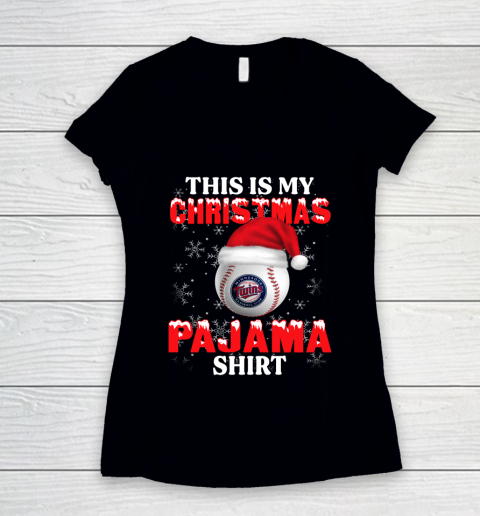 Minnesota Twins This Is My Christmas Pajama Shirt MLB Women's V-Neck T-Shirt