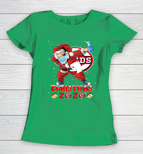 Cincinnati Reds Funny Santa Claus Dabbing Christmas 2020 MLB Women's T-Shirt 5