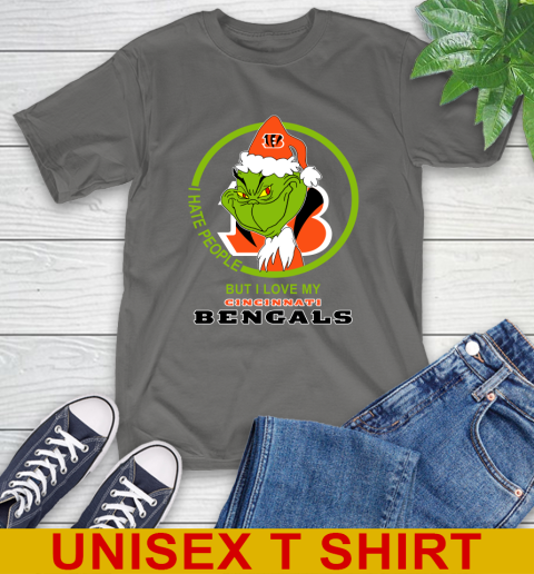 Cincinnati Bengals NFL Christmas Grinch I Hate People But I Love My Favorite Football Team T-Shirt 8