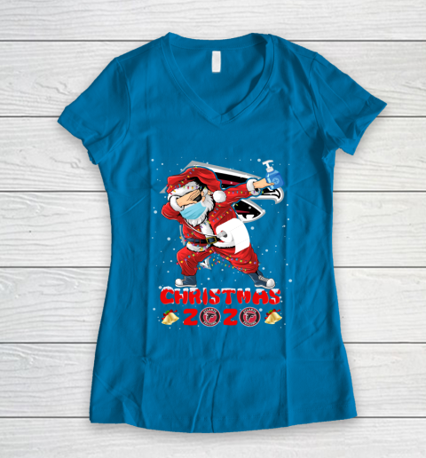 Atlanta Falcons Funny Santa Claus Dabbing Christmas 2020 NFL Women's V-Neck T-Shirt 5