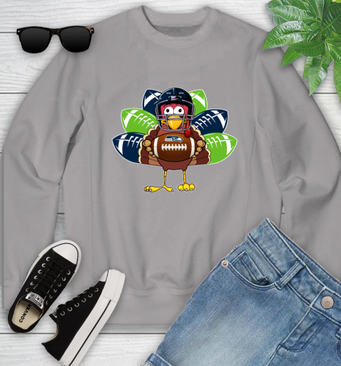 Seattle Seahawks Turkey Thanksgiving Day Youth Sweatshirt 4