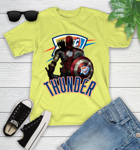 Oklahoma City Thunder NBA Basketball Captain America Thor Spider Man Hawkeye Avengers Youth T-Shirt 8