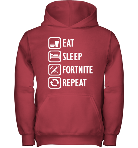 fmfn eat sleep fortnite repeat for gamer fortnite battle royale shirts youth hoodie 43 front red