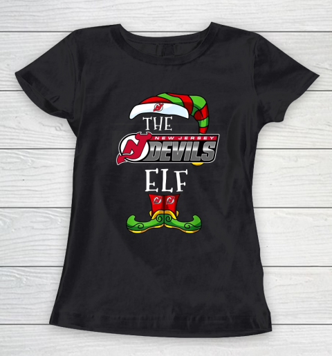 New Jersey Devils Christmas ELF Funny NHL Women's T-Shirt