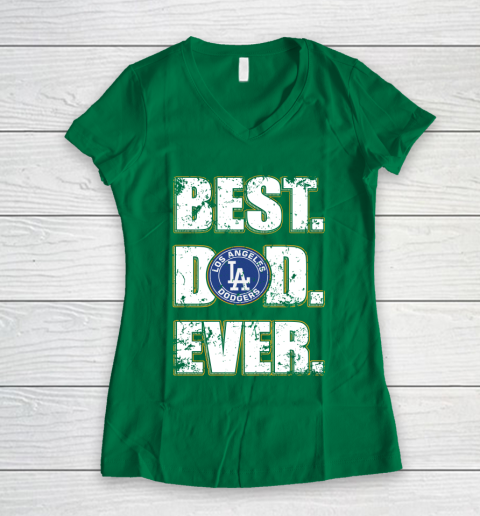 MLB Los Angeles Dodgers Baseball Best Dad Ever Family Shirt Women's V-Neck T-Shirt 4 MLB Los Angeles Dodgers Baseball Best Dad Ever Family Shirt Women's V-Neck T-Shirt - Image 4