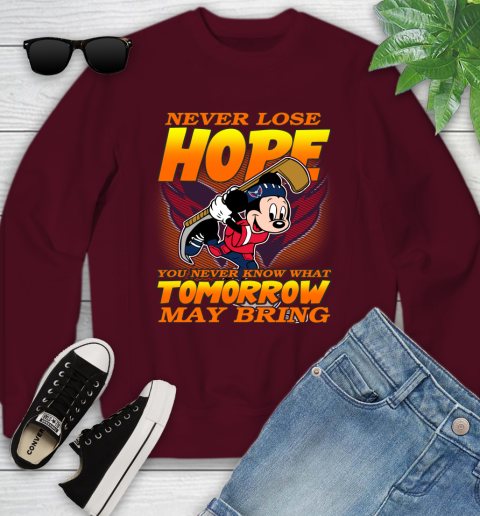 Washington Capitals NHL Hockey ootball Mickey Disney Never Lose Hope Youth Sweatshirt 4
