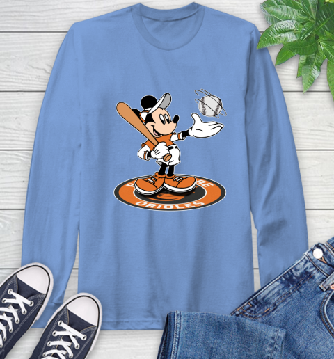 MLB Baseball Baltimore Orioles Cheerful Mickey Disney Shirt Long Sleeve T-Shirt 12