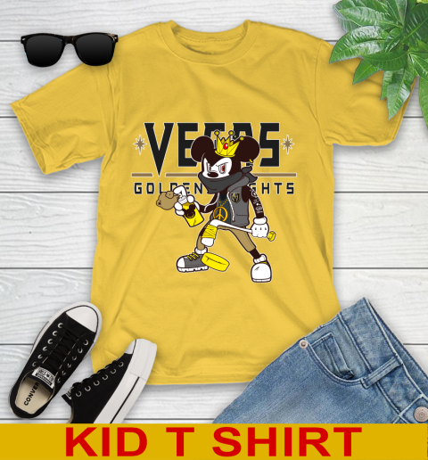 Vegas Golden Knights NHL Hockey Mickey Peace Sign Sports Youth T-Shirt 8