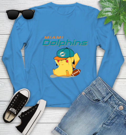 NFL Pikachu Football Sports Miami Dolphins Youth Long Sleeve 7