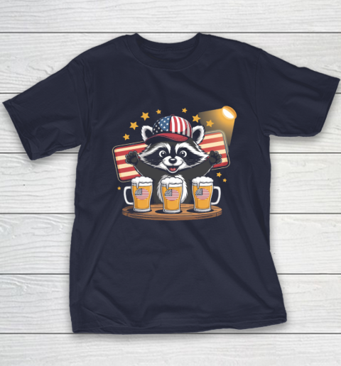 Raccoon red white and brew Funny Independence Day 4th of July Youth T-Shirt 2