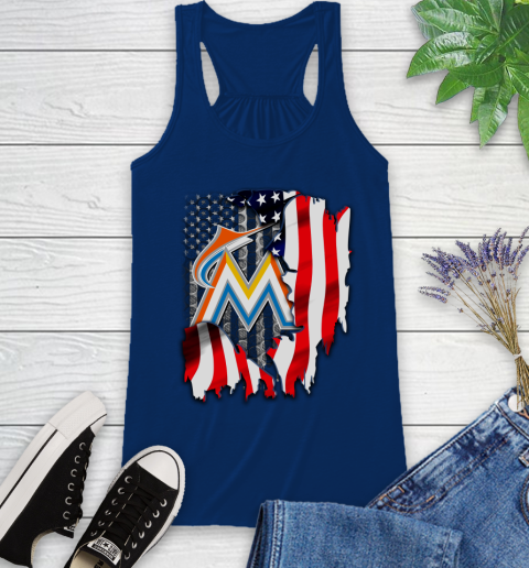 Miami Marlins MLB Baseball American Flag Racerback Tank - Image 9