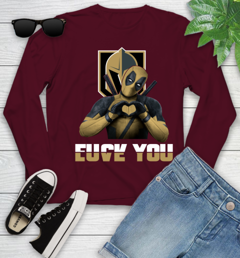 NHL Vegas Golden Knights Deadpool Love You Fuck You Hockey Sports Youth Long Sleeve 6