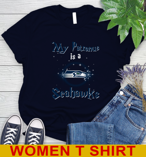 NFL Football Harry Potter My Patronus Is A Seattle Seahawks Women's T-Shirt 2
