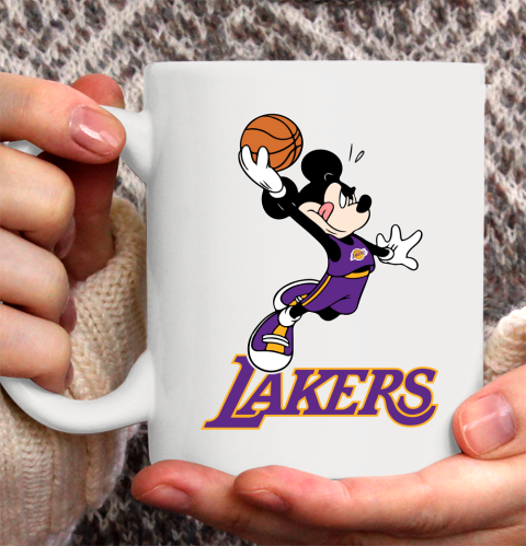 NBA Basketball Los Angeles Lakers Cheerful Mickey Mouse Shirt Ceramic Mug 11oz 2
