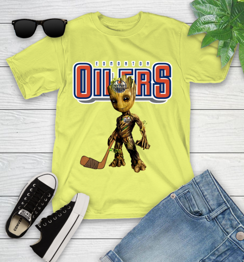 Edmonton Oilers NHL Hockey Groot Marvel Guardians Of The Galaxy Youth T-Shirt 8