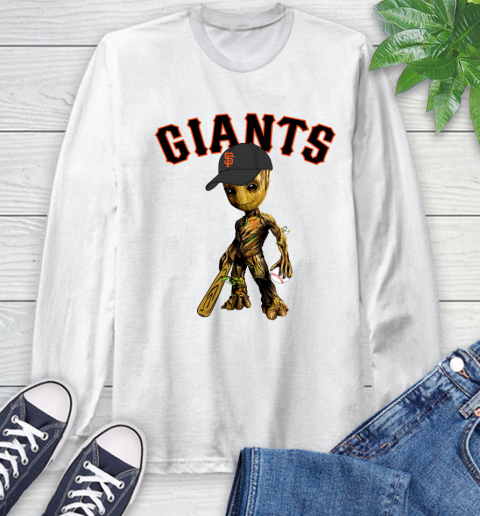 MLB San Francisco Giants Groot Guardians Of The Galaxy Baseball Long Sleeve T-Shirt