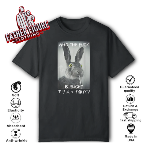 Retro Who The Fuck Is Alice Funny Rabbit T-Shirt